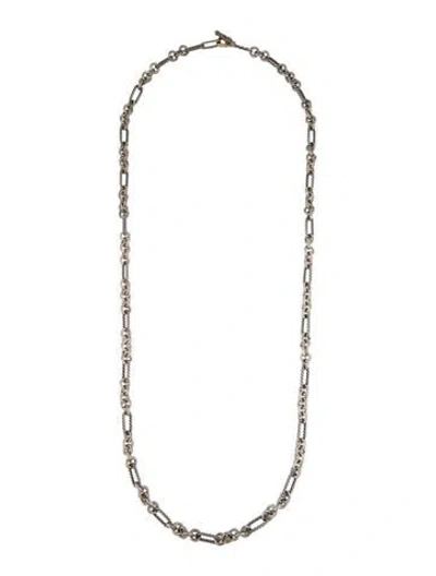 Pre-owned David Yurman Two-tone Figaro Toggle Chain Necklace, 33" In Multi