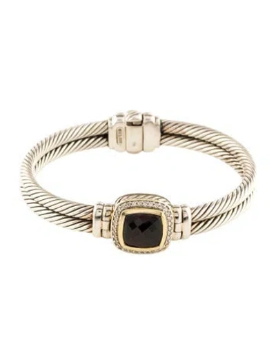 Pre-owned David Yurman Two-tone Garnet & Diamond Albion Bracelet, 6.75" In Multi