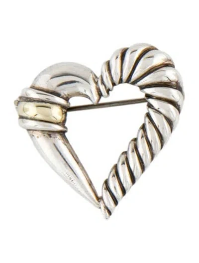 Pre-owned David Yurman Two-tone Heart Brooch In Multi