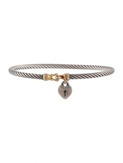 Pre-owned David Yurman Two-tone Heart Lock Bracelet, 6.25" In Multi