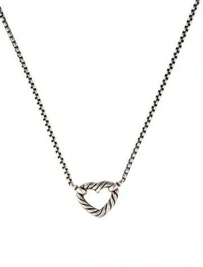 Pre-owned David Yurman Two-tone Heart Pendant Necklace, 17" In Multicolor