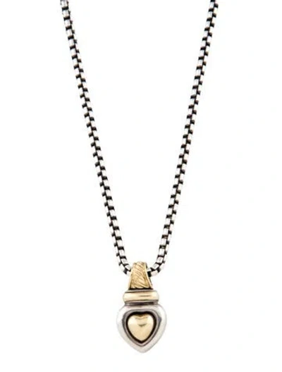 Pre-owned David Yurman Two-tone Heart Pendant Necklace, 32.25" In Multicolor