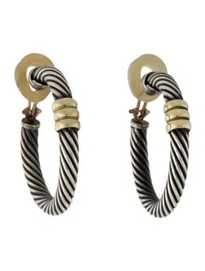 Pre-owned David Yurman Two-tone Hoop Clip-on Earrings In Multi