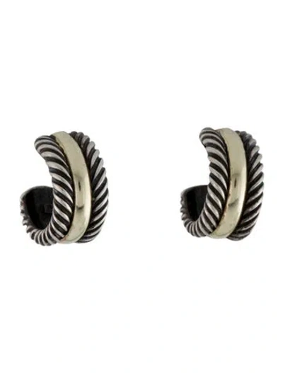 Pre-owned David Yurman Two-tone Hoop Earrings In Multi
