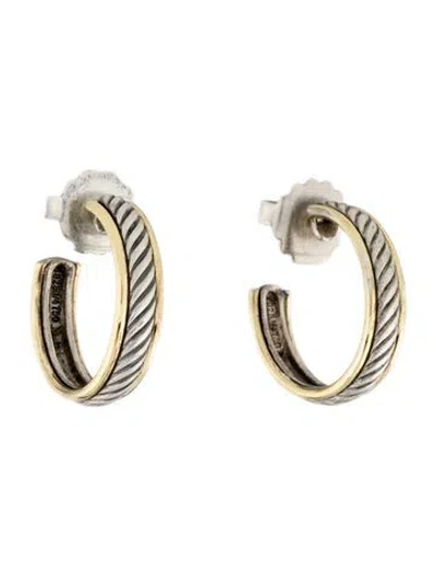 Pre-owned David Yurman Two-tone Hoop Earrings In Multi