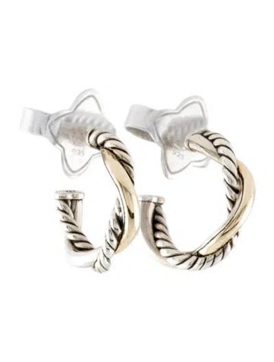 Pre-owned David Yurman Two-tone Hoop Earrings In Multi