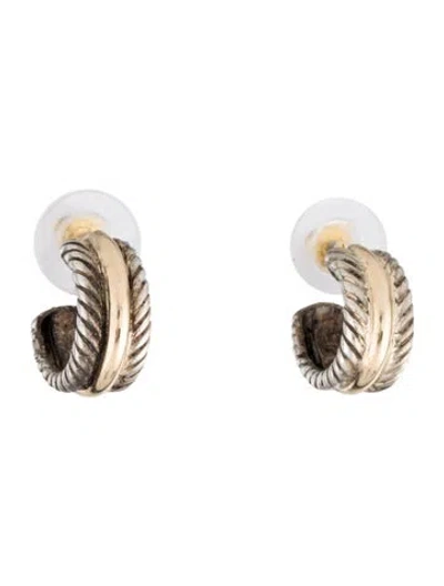 Pre-owned David Yurman Two-tone Hoop Earrings In Multi