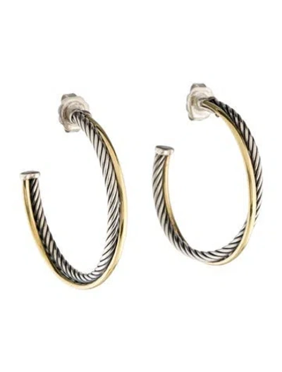 Pre-owned David Yurman Two-tone Hoop Earrings In Multicolor