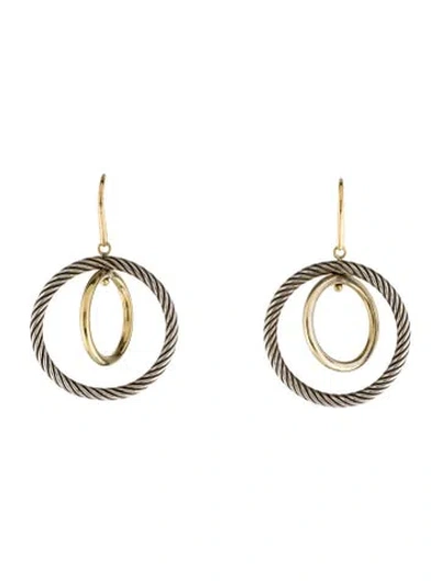 Pre-owned David Yurman Two-tone Hoop Earrings In Multicolor