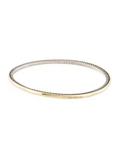 Pre-owned David Yurman Two-tone Inside-out Cable Bangle, 7.5" In Multi