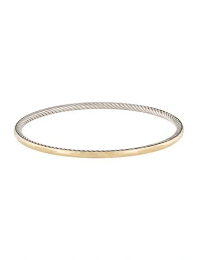 Pre-owned David Yurman Two-tone Inside-out Cable Bangle Bracelet, 7.5" In Multi