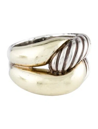 Pre-owned David Yurman Two-tone Labyrinth Single Loop Ring In Multi