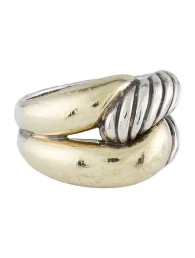 Pre-owned David Yurman Two-tone Labyrinth Single Loop Ring In Multi