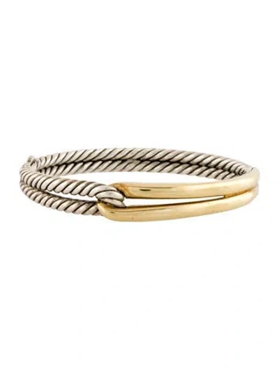 Pre-owned David Yurman Two-tone Labyrinth Single-loop Bracelet, 6.25" In Multi