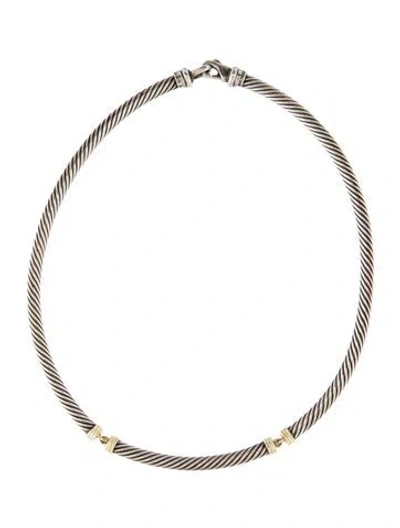 Pre-owned David Yurman Two-tone Metro Cable Collar, 13.5" In Multi