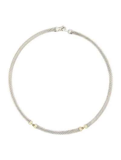 Pre-owned David Yurman Two-tone Metro Cable Collar Necklace, 16" In Multi