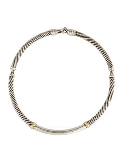 Pre-owned David Yurman Two-tone Metro Collar Necklace, 15" In Multi