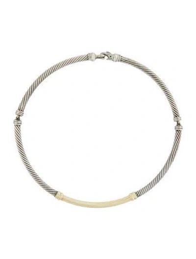 Pre-owned David Yurman Two-tone Metro Collar Necklace, 15" In Multi