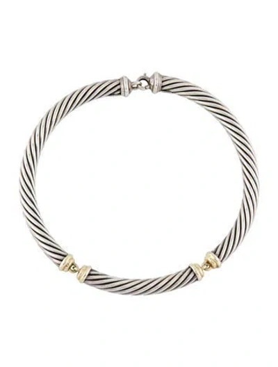 Pre-owned David Yurman Two-tone Metro Collar Necklace, 16" In Multi