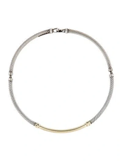 Pre-owned David Yurman Two-tone Metro Collar Necklace, 16" In Multi
