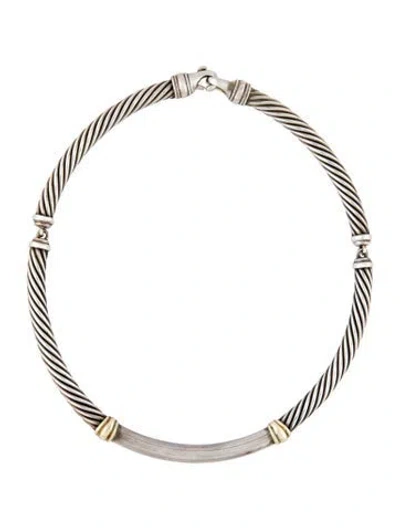 Pre-owned David Yurman Two-tone Metro Collar Necklace, 17" In Multi