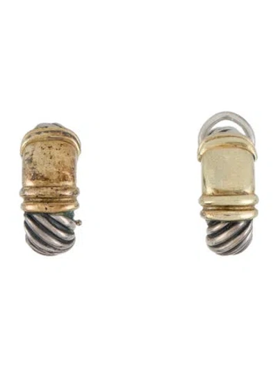 Pre-owned David Yurman Two-tone Metro Earclips In Multi