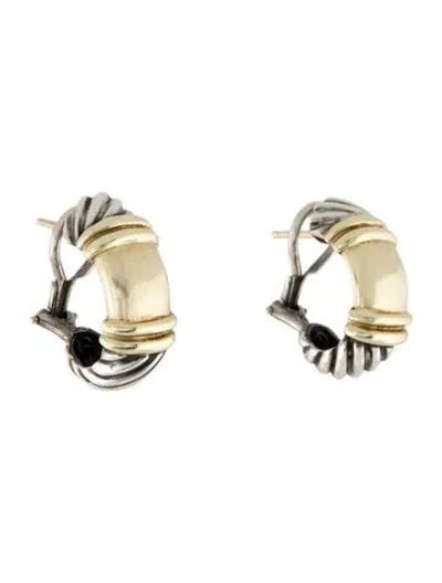 Pre-owned David Yurman Two-tone Metro Earclips In Multi