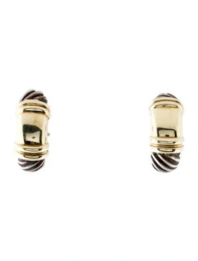 Pre-owned David Yurman Two-tone Metro Earclips In Multi