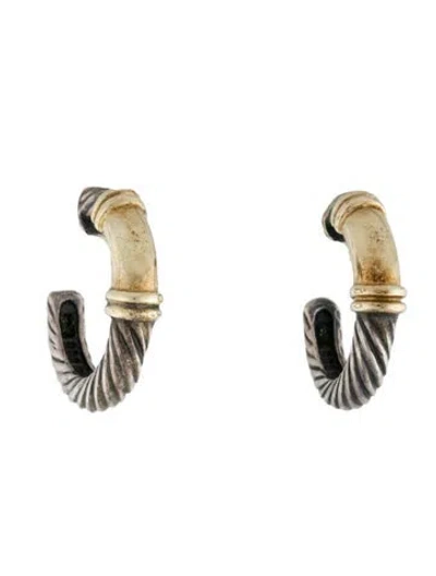 Pre-owned David Yurman Two-tone Metro Hoop Earrings In Multi