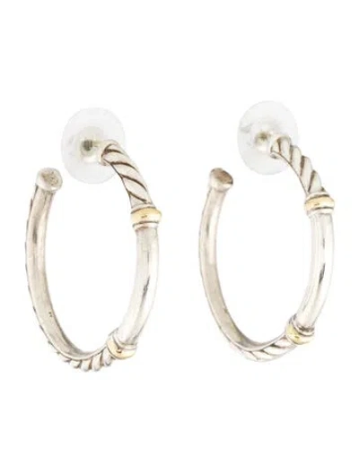 Pre-owned David Yurman Two-tone Metro Hoop Earrings In Multi