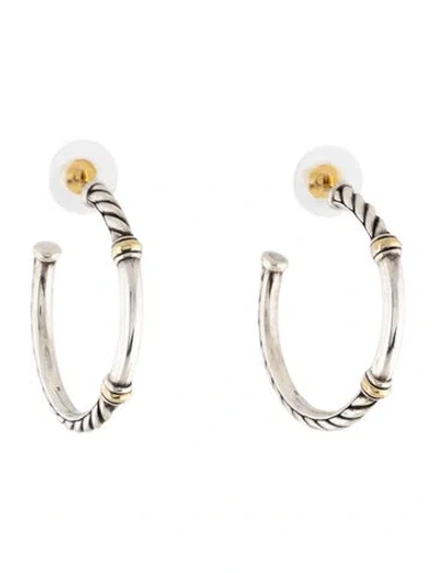 Pre-owned David Yurman Two-tone Metro Hoop Earrings In Multicolor