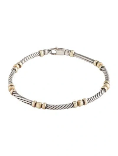 Pre-owned David Yurman Two-tone Metro Station Bracelet, 6.5" In Multi