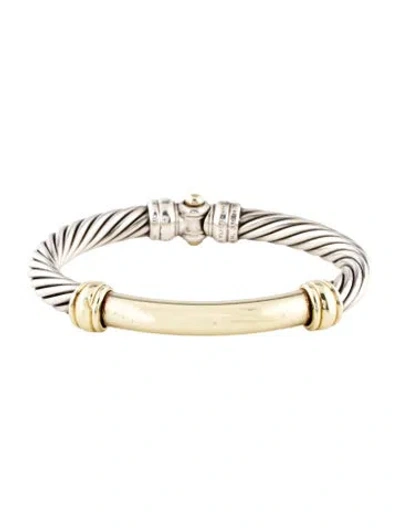 Pre-owned David Yurman Two-tone Metro Station Cable Bracelet, 6.5" In Multi