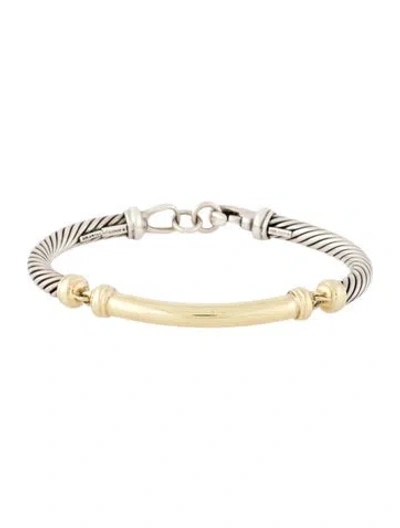 Pre-owned David Yurman Two-tone Metro Station Cable Bracelet, 6.75" In Multi
