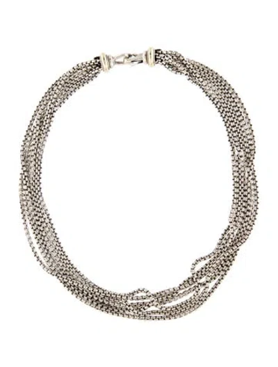 Pre-owned David Yurman Two-tone Multi-strand Box Chain Necklace, 16"