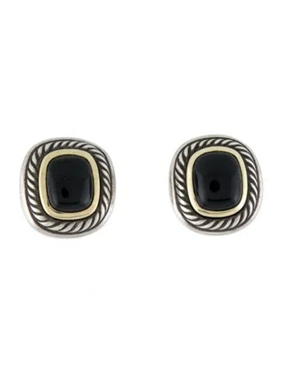 Pre-owned David Yurman Two-tone Onyx Albion Earclip Earrings In Multi