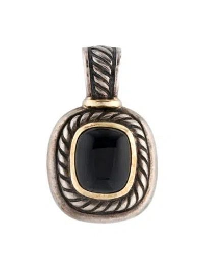 Pre-owned David Yurman Two-tone Onyx Albion Pendant Enhancer In Multi
