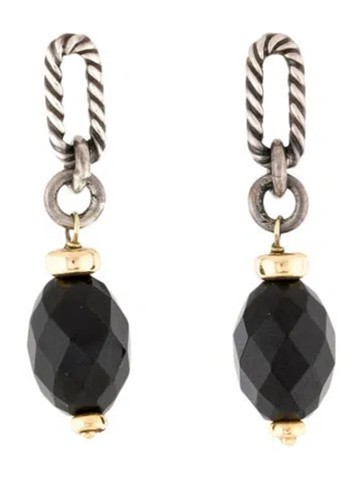Pre-owned David Yurman Two-tone Onyx Bijoux Figaro Earrings In Multi