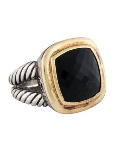Pre-owned David Yurman Two-tone Onyx Cocktail Ring In Multi