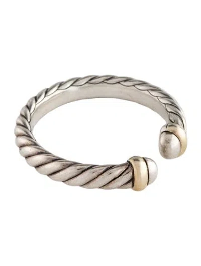 Pre-owned David Yurman Two-tone Open Cable Ring In Multi