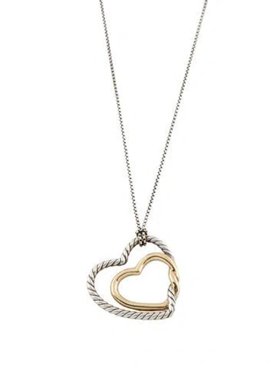 Pre-owned David Yurman Two-tone Open Heart Continuance Pendant Necklace, 36" In Multi