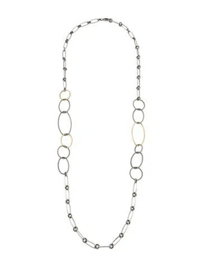 Pre-owned David Yurman Two-tone Oval Cable Chain Link Necklace, 37.5" In Multi
