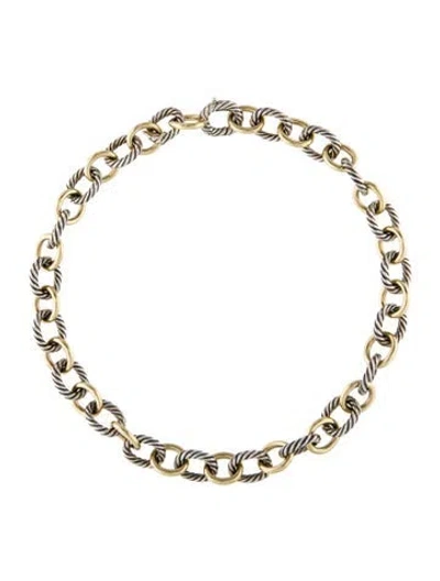 Pre-owned David Yurman Two-tone Oval Chain Link Necklace, 16" In Multi