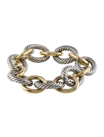 Pre-owned David Yurman Two-tone Oval Link Bracelet, 6.25" In Multi