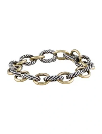 Pre-owned David Yurman Two-tone Oval Link Bracelet, 6.5" In Multi