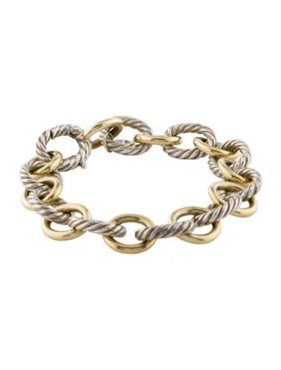 Pre-owned David Yurman Two-tone Oval Link Bracelet, 6.75" In Multi