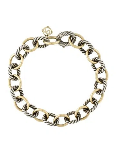 Pre-owned David Yurman Two-tone Oval Link Bracelet, 6.75" In Multi