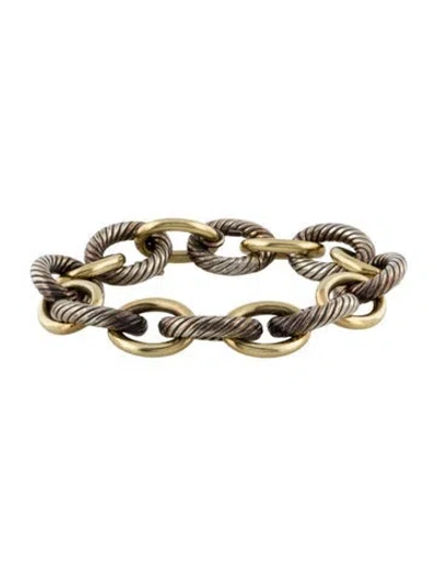 Pre-owned David Yurman Two-tone Oval Link Chain Bracelet, 6.5" In Multi