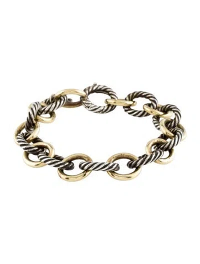 Pre-owned David Yurman Two-tone Oval Link Chain Bracelet, 6.5" In Multi