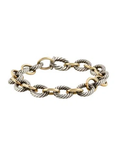 Pre-owned David Yurman Two-tone Oval Link Chain Bracelet, 6.5" In Multi